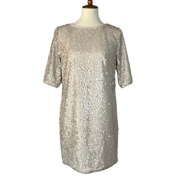 Rachel Rachel Roy Liza Sequin Cocktail Sheath Dress Occasion Mini Champagne 8 - Picture 1 of 7